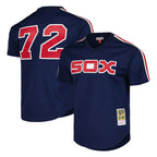 Chicago White Sox #72 Carlton Fisk Player Navy Mitchell & Ness Cooperstown Collection Mesh Game Stitched Baseball Jersey
