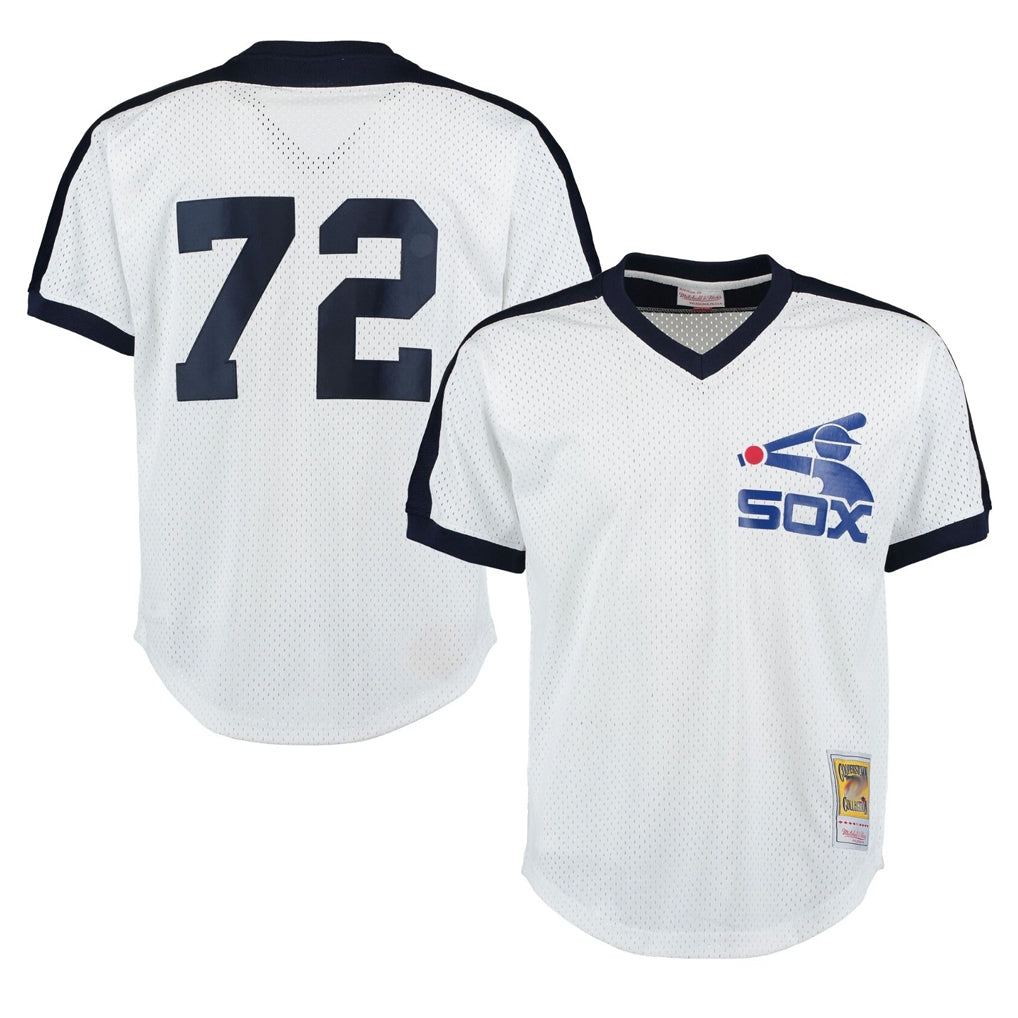 Chicago White Sox #72 Carlton Fisk Player White Mitchell & Ness Cooperstown Collection Mesh Game Stitched Baseball Jersey