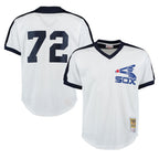 Chicago White Sox #72 Carlton Fisk Player White Mitchell & Ness Cooperstown Collection Mesh Game Stitched Baseball Jersey