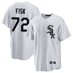 Chicago White Sox #72 Carlton Fisk Player White Stripe Home Game Stitched Baseball Jersey