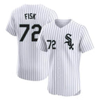 Chicago White Sox #72 Carlton Fisk Player White Stripe Limited Elite Home Stitched Baseball Jersey