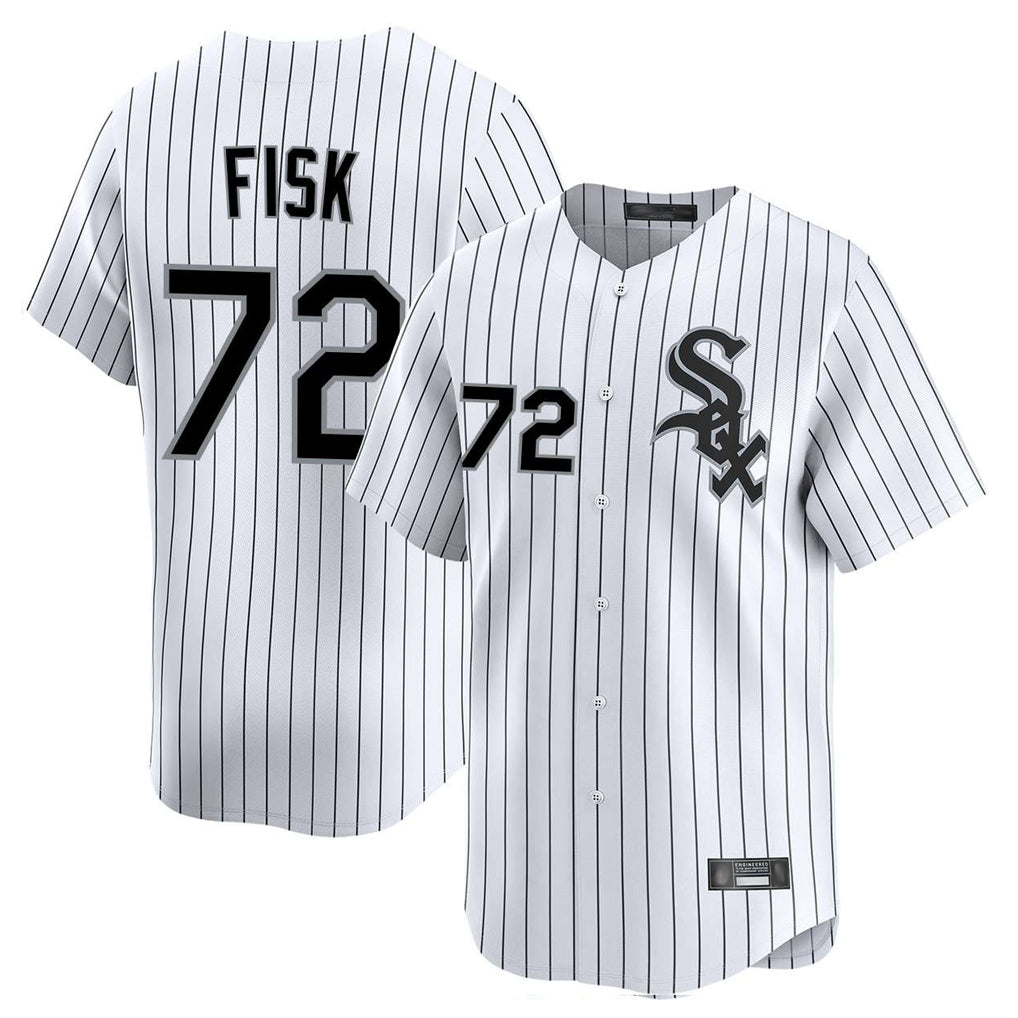 Chicago White Sox #72 Carlton Fisk Player White Stripe Limited Home Stitched Baseball Jersey