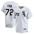Chicago White Sox #72 Carlton Fisk Player White Stripe Limited Home Stitched Baseball Jersey