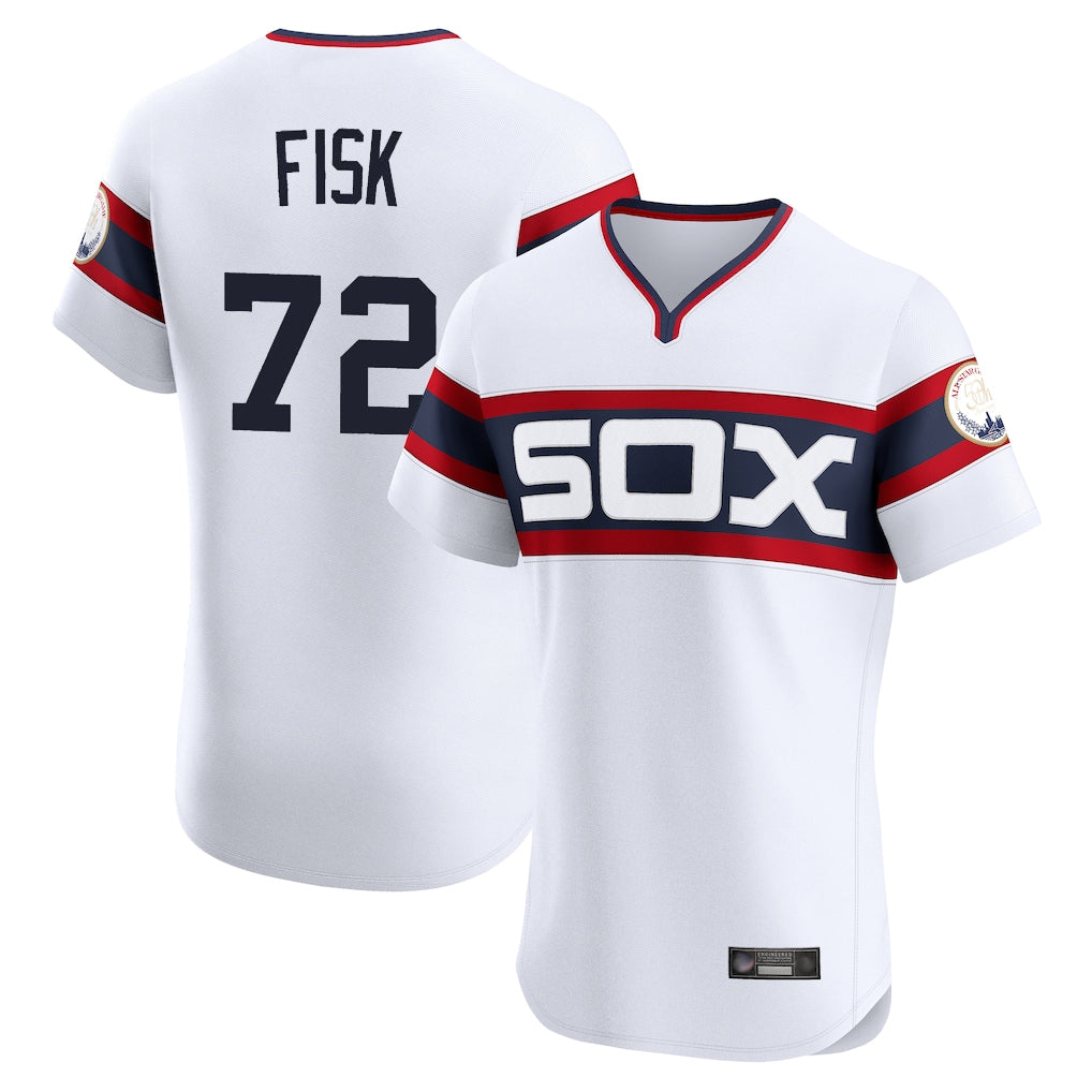 Chicago White Sox #72 Carlton Fisk Player White Limited Elite Home Stitched Baseball Jersey