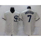 Chicago White Sox #7 Tim Anderson 2021 Cream Navy Field of Dreams Name Flex Base Stitched Baseball Jersey