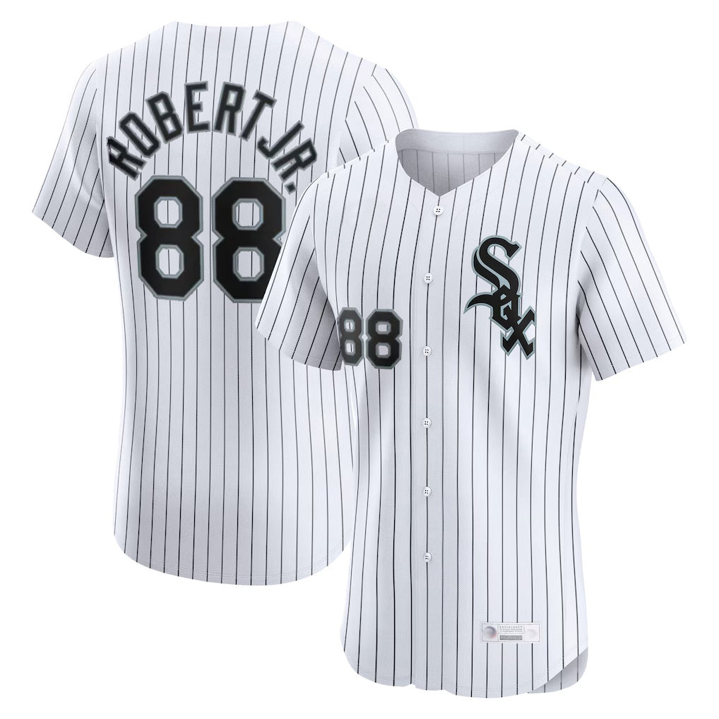Chicago White Sox #88 Luis Robert Jr Player White Stripe Limited Elite Home Stitched Baseball Jersey