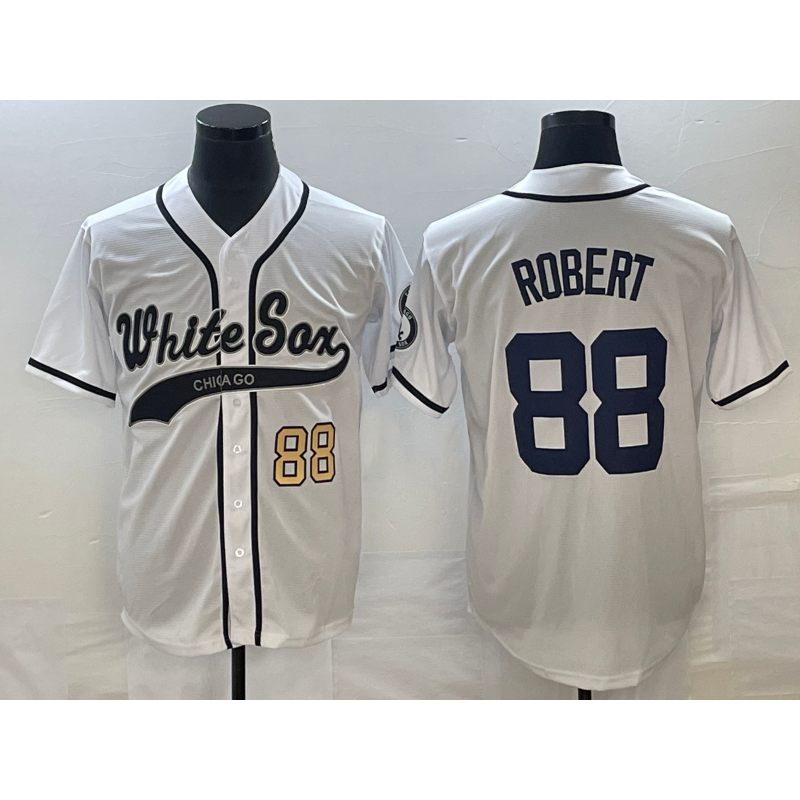 Chicago White Sox #88 Luis Robert Number White Cool Base Stitched Baseball Jersey