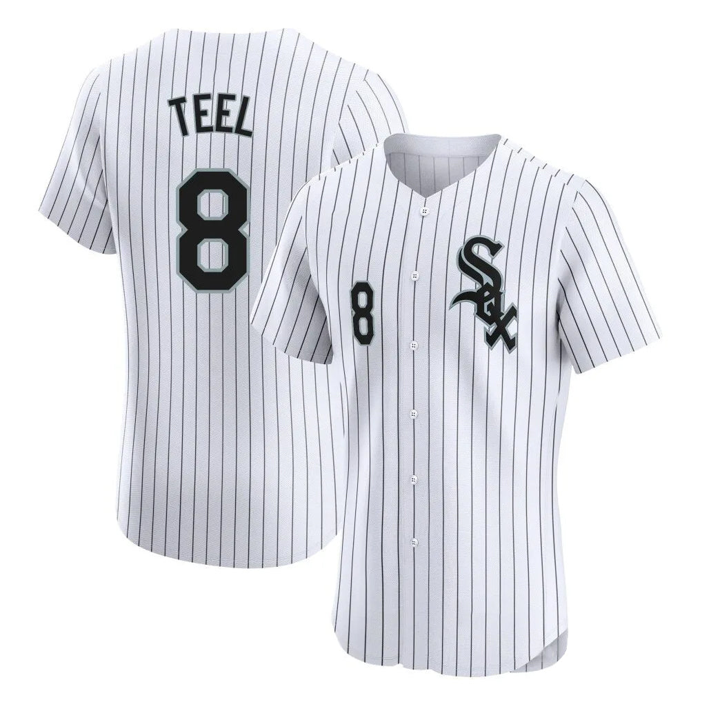 Chicago White Sox #8 Kyle Teel Player White Stripe Limited Elite Home Stitched Baseball Jersey