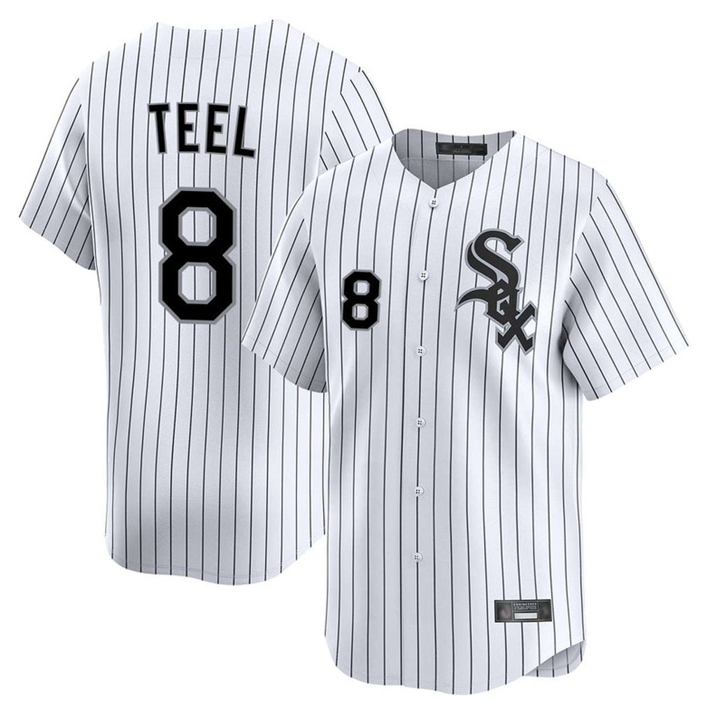 Chicago White Sox #8 Kyle Teel Player White Stripe Limited Home Stitched Baseball Jersey
