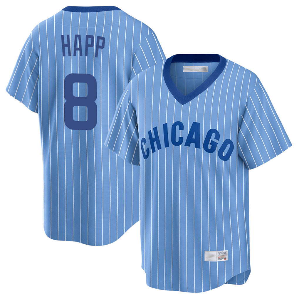 Chicago Cubs #8 Ian Happ Player Blue T-shirt Cooperstown Collection Limited Stitched Baseball Jersey