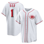 Cincinnati Reds White #1 Dad Home Replica Baseball Jersey