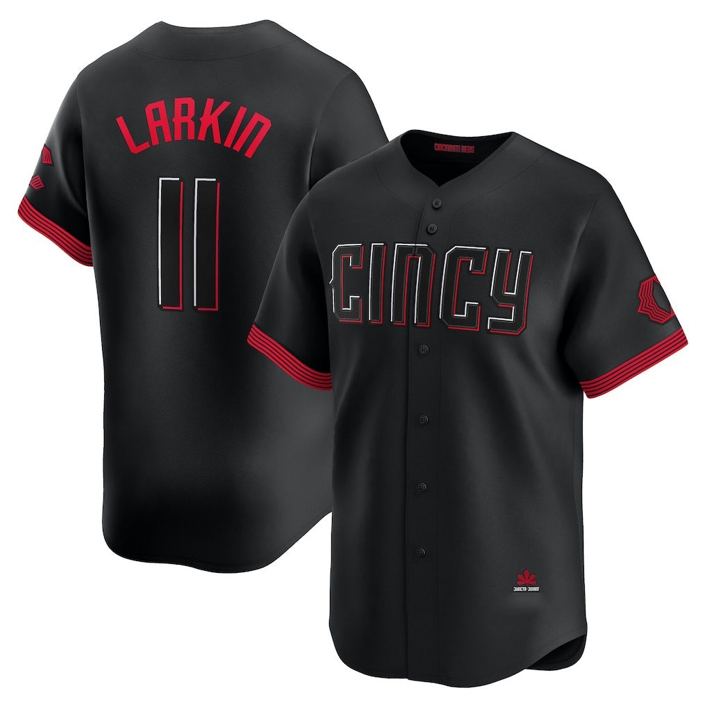 Cincinnati Reds #11 Barry Larkin Black City Connect Limited Player Baseball Jersey