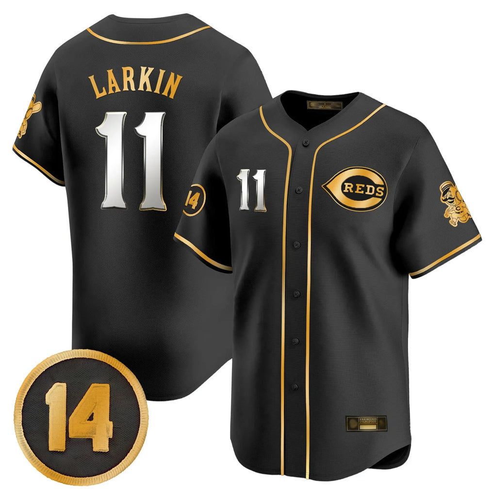 Cincinnati Reds #11 Barry Larkin Player Black-Gold Vapor Premier Limited Home Stitched Baseball Jersey