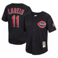 Cincinnati Reds #11 Barry Larkin Player Black Mitchell & Ness Throwback Cooperstown Mesh Game Stitched Baseball Jersey