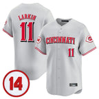 Cincinnati Reds #11 Barry Larkin Player Gray Vapor Premier Limited Home Stitched Baseball Jersey