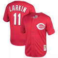 Cincinnati Reds #11 Barry Larkin Player Red Mitchell & Ness Throwback Cooperstown Mesh Game Stitched Baseball Jersey