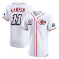 Cincinnati Reds #11 Barry Larkin Player White Speedway Classic Limited Elite Home Stitched Baseball Jersey