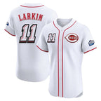 Cincinnati Reds #11 Barry Larkin Player White Speedway Classic Limited Elite Home Stitched Baseball Jersey