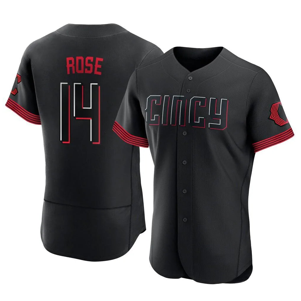 Cincinnati Reds #14 Pete Rose Player Black City Connect Limited Elite Home Stitched Baseball Jersey