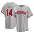 Cincinnati Reds #14 Pete Rose Player Gray Home Game Stitched Baseball Jersey