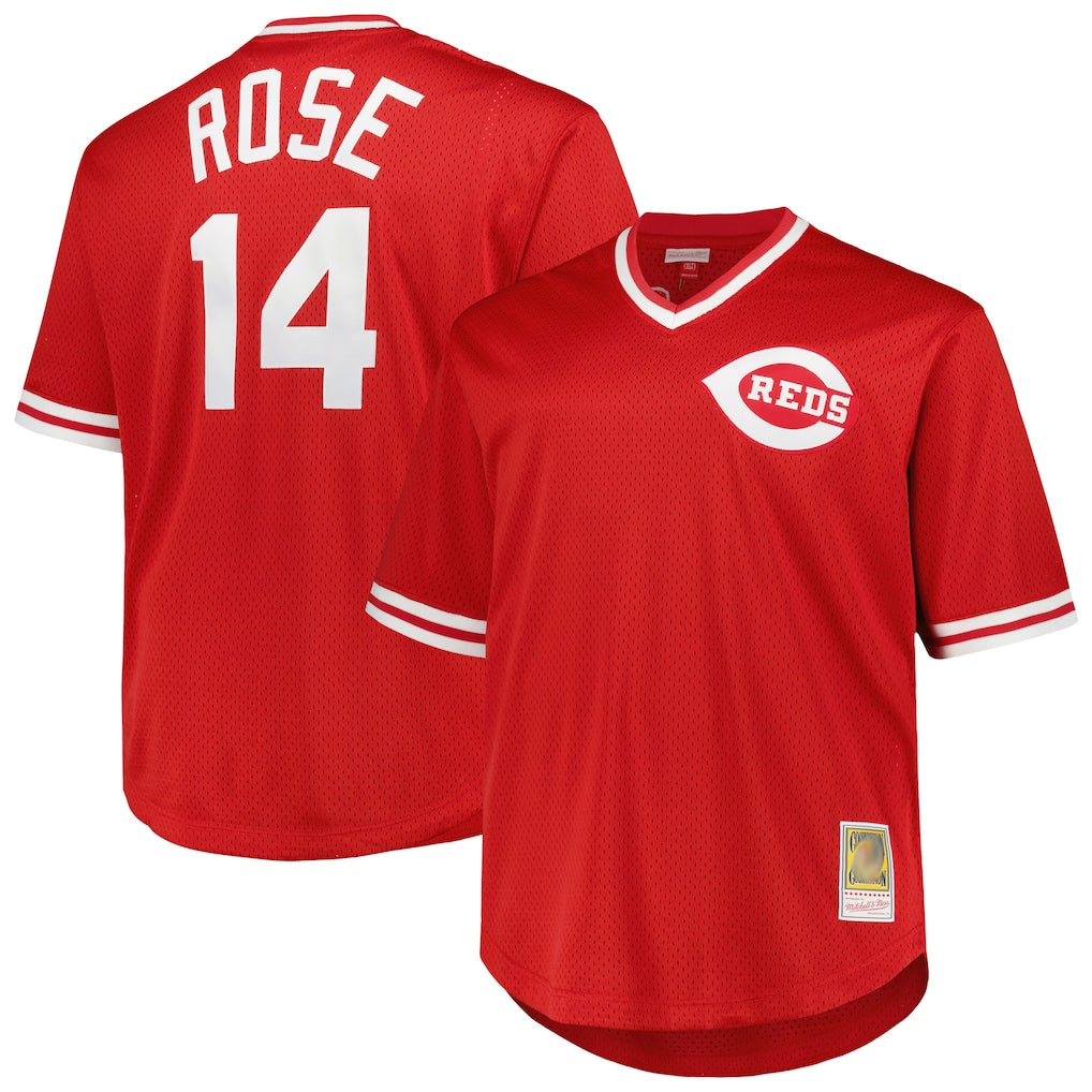 Cincinnati Reds #14 Pete Rose Player Red Mitchell & Ness Throwback Cooperstown Mesh Game Stitched Baseball Jersey