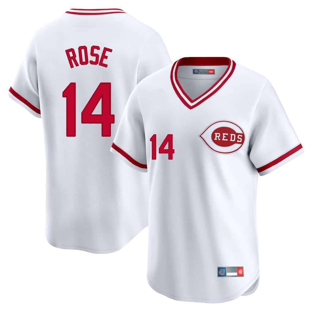 Cincinnati Reds #14 Pete Rose Player White Cooperstown Collection Limited Home Stitched Baseball Jersey