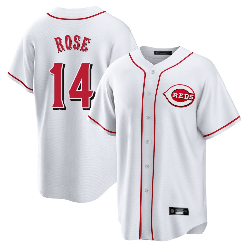 Cincinnati Reds #14 Pete Rose Player White Game Home Stitched Baseball Jersey