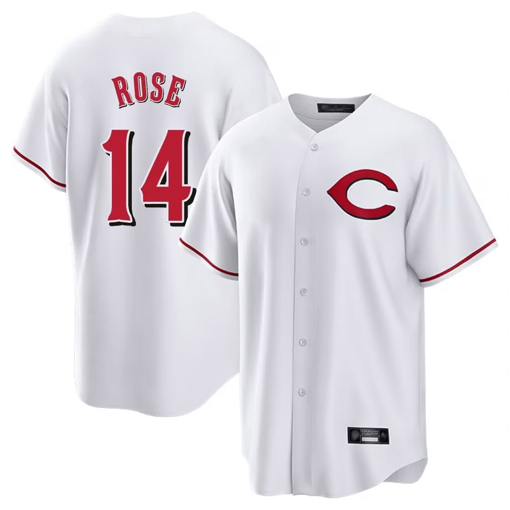 Cincinnati Reds #14 Pete Rose Player White Home Game Stitched Baseball Jersey