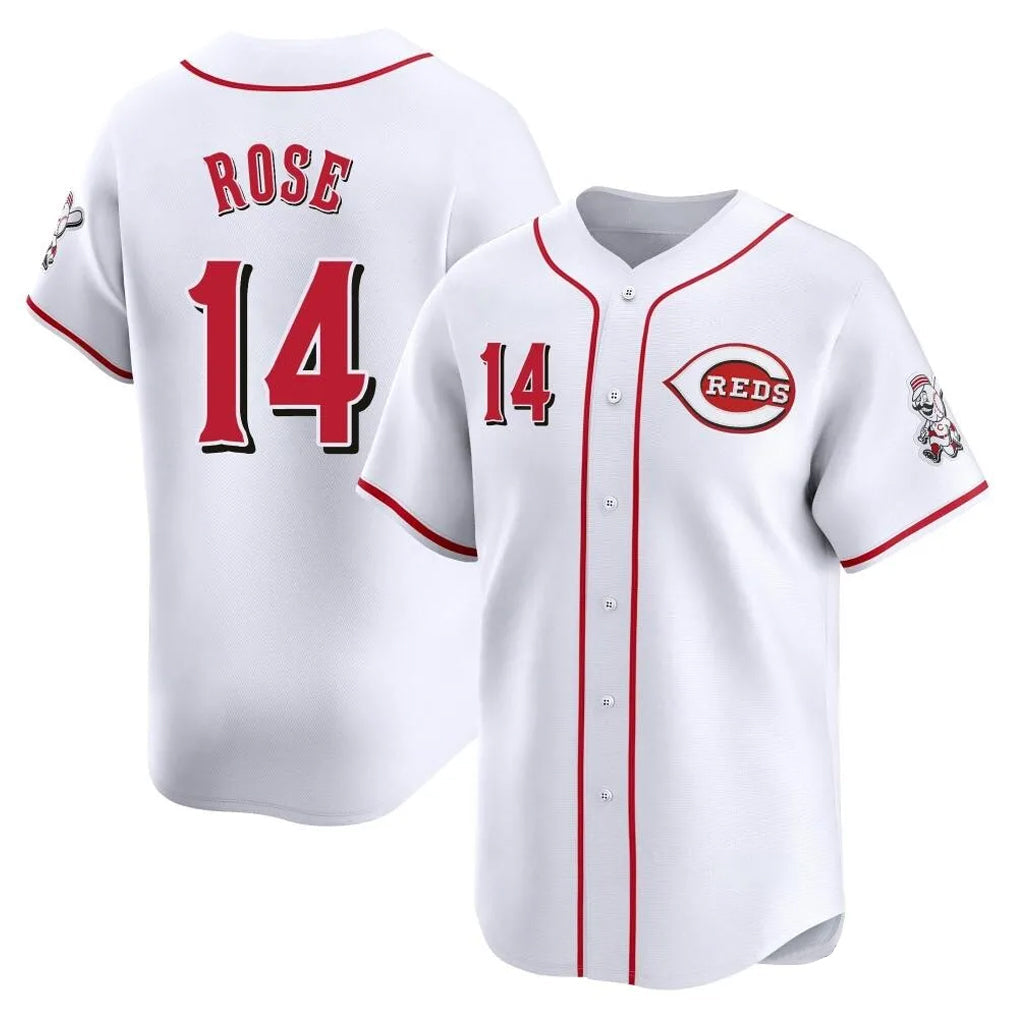 Cincinnati Reds #14 Pete Rose Player White Home Limited Stitched Baseball Jersey