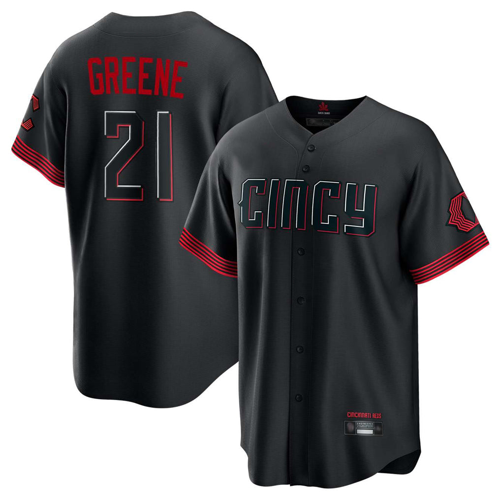 Cincinnati Reds #21 Hunter Greene Player Black City Connect Home Game Stitched Baseball Jersey