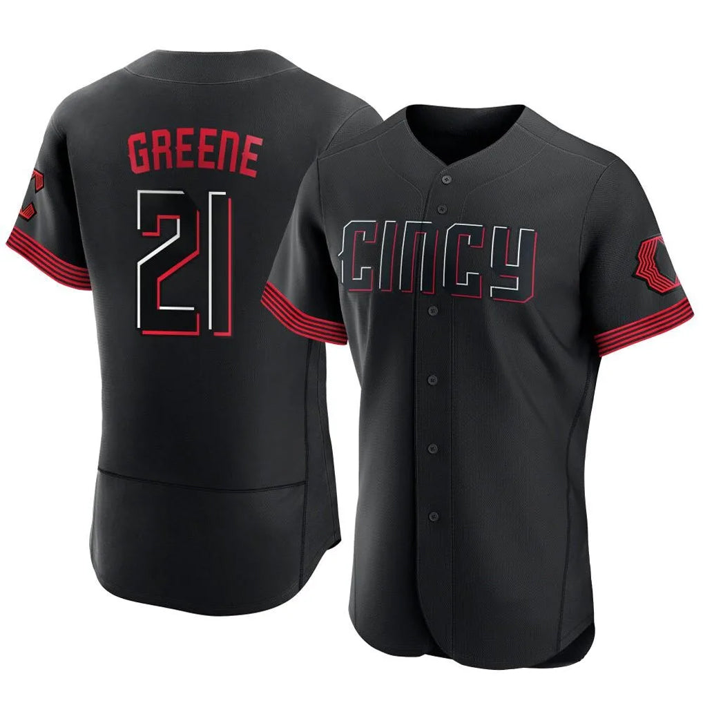 Cincinnati Reds #21 Hunter Greene Player Black City Connect Limited Elite Home Stitched Baseball Jersey