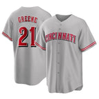 Cincinnati Reds #21 Hunter Greene Player Gray Home Game Stitched Baseball Jersey