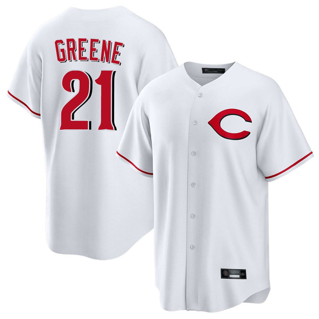 Cincinnati Reds #21 Hunter Greene Player White Home Game Stitched Baseball Jersey