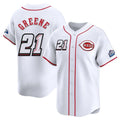 Cincinnati Reds #21 Hunter Greene Player White Speedway Classic Home Limited Stitched Baseball Jersey