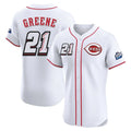 Cincinnati Reds #21 Hunter Greene Player White Speedway Classic Limited Elite Home Stitched Baseball Jersey