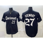 Cincinnati Reds #27 Sal Stewart Black 'Gothic Queen City Edition' Vapor Premier Limited Stitched Baseball Jersey