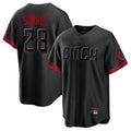 Cincinnati Reds #28 Eugenio Su¨¢rez Player Black City Connect Home Game Stitched Baseball Jersey