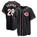 Cincinnati Reds #28 Eugenio Su¨¢rez Player Black Fashion Out Home Game Stitched Baseball Jersey