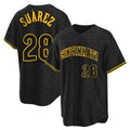 Cincinnati Reds #28 Eugenio Su¨¢rez Player Black Snake Skin City Home Stitched Baseball Jersey
