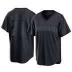 Cincinnati Reds #28 Eugenio Su¨¢rez Player Black Game Home Stitched Baseball Jersey