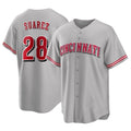 Cincinnati Reds #28 Eugenio Su¨¢rez Player Gray Home Game Stitched Baseball Jersey