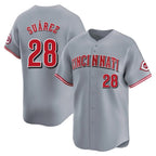 Cincinnati Reds #28 Eugenio Su¨¢rez Player Gray Home Limited Stitched Baseball Jersey