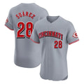 Cincinnati Reds #28 Eugenio Su¨¢rez Player Gray Limited Elite Home Stitched Baseball Jersey
