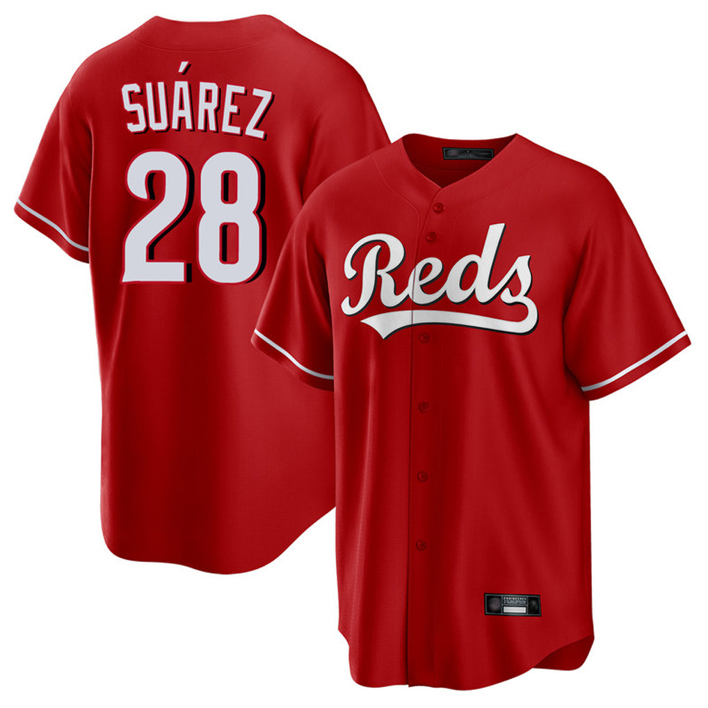 Cincinnati Reds #28 Eugenio Su¨¢rez Player Red Home Game Stitched Baseball Jersey