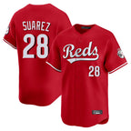 Cincinnati Reds #28 Eugenio Su¨¢rez Player Red Home Limited Stitched Baseball Jersey