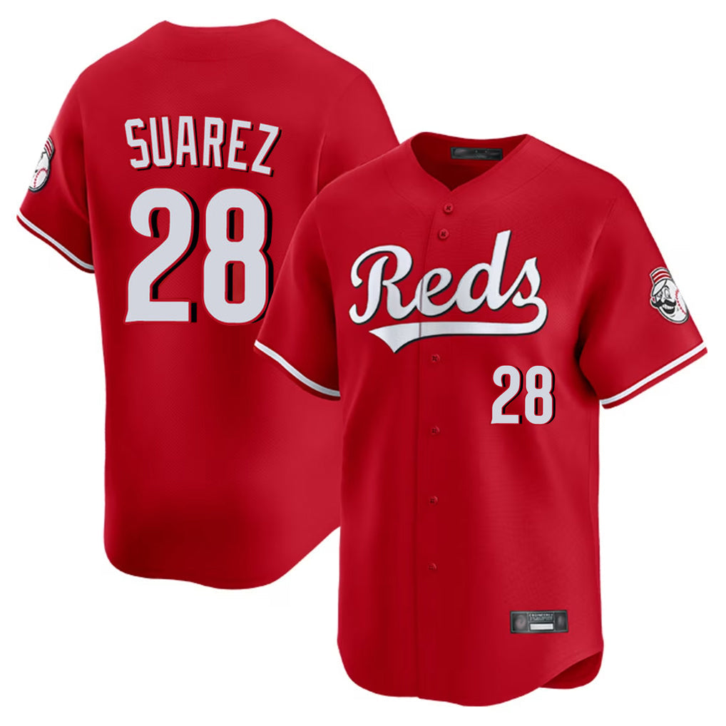 Cincinnati Reds #28 Eugenio Su¨¢rez Player Red Home Limited Stitched Baseball Jersey