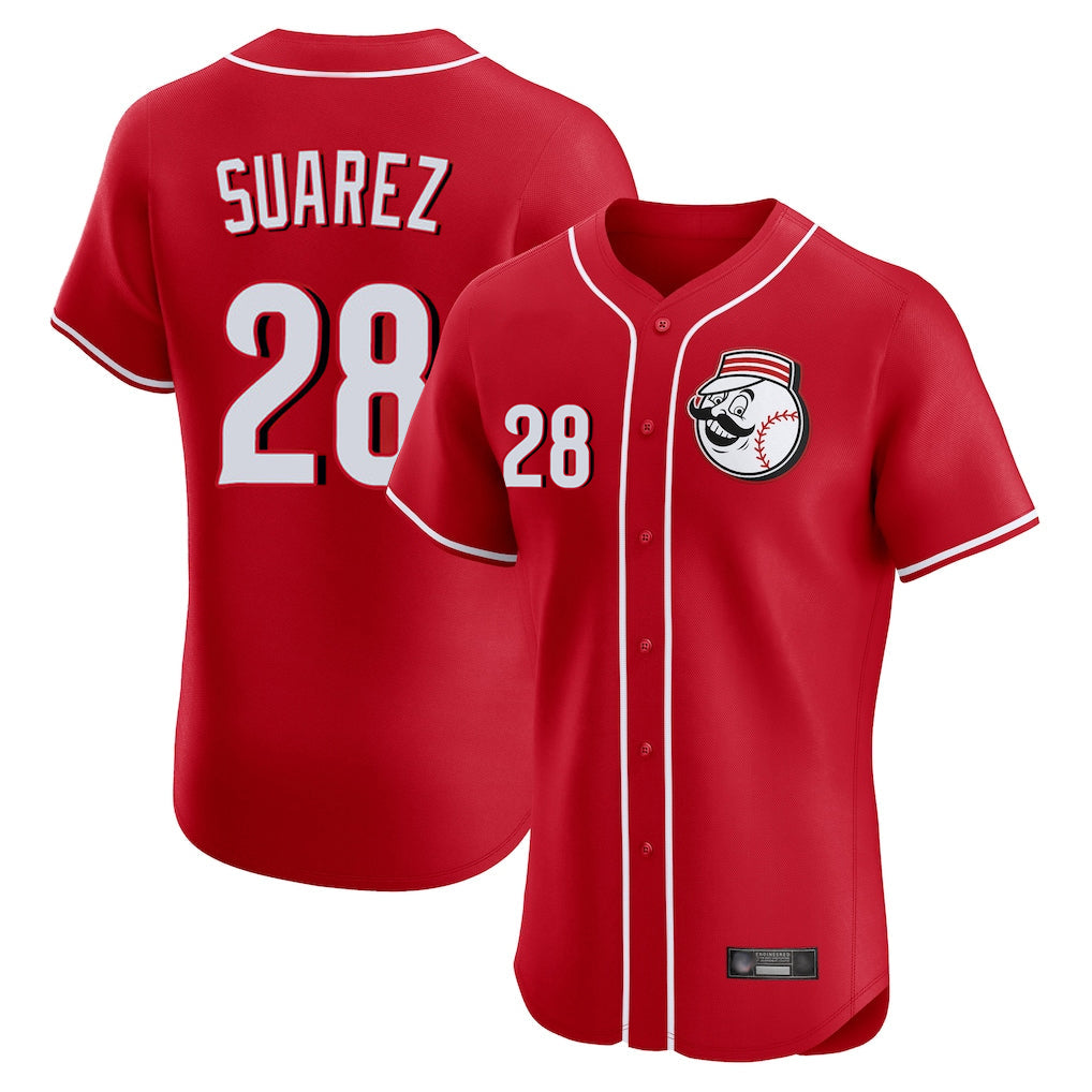 Cincinnati Reds #28 Eugenio Su¨¢rez Player Red Limited Elite Home Game Stitched Baseball Jersey
