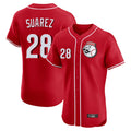 Cincinnati Reds #28 Eugenio Su¨¢rez Player Red Limited Elite Home Game Stitched Baseball Jersey