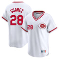 Cincinnati Reds #28 Eugenio Su¨¢rez Player White Cooperstown Collection Limited Home Stitched Baseball Jersey
