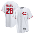 Cincinnati Reds #28 Eugenio Su¨¢rez Player White Home Game Stitched Baseball Jersey